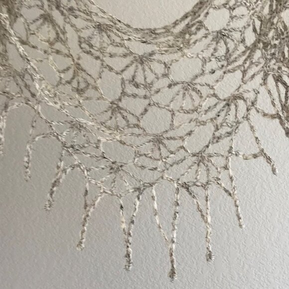 NEW Handmade, 100% Natual Wool Birch Tweed, Allure Wavy V Scarf, 102"L & 22"D - Picture 7 of 14